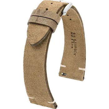 Řemínek na hodinky Kožený řemínek Hirsch Serro L 05564070-2, hnědý, antilopí kůže, Limited Edition, délka L, Quick Release - 22 mm