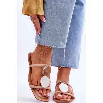 Dámské pantofle semišové pantofle zdobené Victoria Barva: Béžová, Velikost: 37