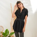 Tunika na knoflíčky, s macramé černá 56