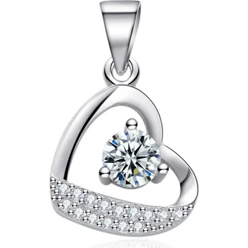 Přívěsek Stříbrný přívěsek srdce se zirkony
