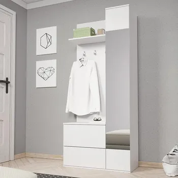 Předsíňová stěna Stěna do předsíně se zrcadlem GRIM - bílá