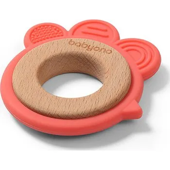 Hračka pro kojence BABYONO BABYONO Kousátko dřevěno-silikonové Hen