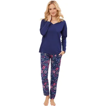 Dámské pyžamo Dámské pyžamo ITALIAN FASHION FOLK dlouhé tmavě modrá/print M 0