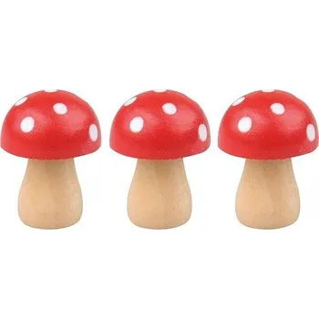 Bytová dekorace Muchomůrka drevená 3 cm, 3 ks