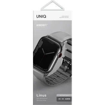 Řemínek na hodinky Uniq Linus AiroSoft silikonový řemínek pro Apple Watch 45/44/42 mm šedý