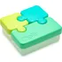 Svačinový box Melii Puzzle 850 ml, zelený/limetkový/modrý