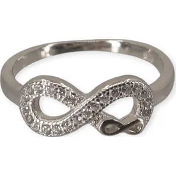 Prsten Stříbrný prsten Nekonečno – Ag 925/1000, rhodiovaný, zirkony Velikost prstenu: 56/17,8