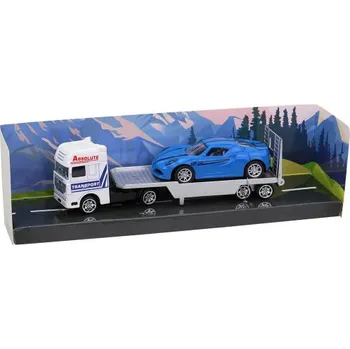 autíčko Kovový tahač na zpětný chod, odtahovka, modré autíčko