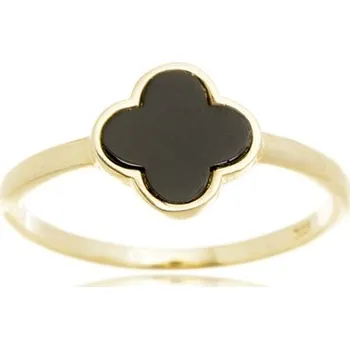 Prsten Stříbrný zlacený prsten čtyřlístek s onyxem STRP0574F