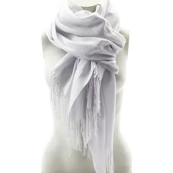 Šátek Bílý jednobarevný dámský hřejivý šátek Siglitiki