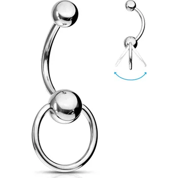 Piercing Piercingate Piercing do pupíku - s kroužkem PBV00576 - Délka tyčky: 11 mm, Průměr tyčky: 1,6 mm