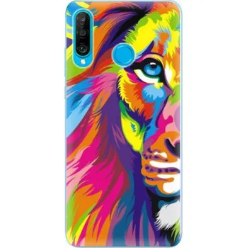 Pouzdro na mobilní telefon Silikonové pouzdro iSaprio - Huawei P30 Lite - Duhový Lev (Odolný silikonový kryt, obal, pouzdro iSaprio - Huawei P30 Lite - Duhový Lev - skvělá ochrana a pružnost, stylový UV potisk, lehkost, tiskne se v České republice)