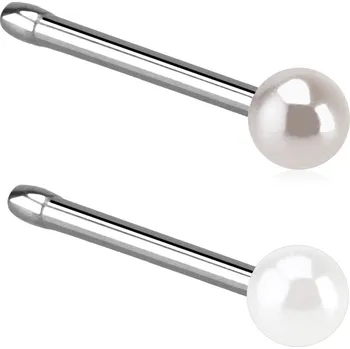 Piercing Piercingate Piercing do nosu PNO00261 - Barva/Motiv: Bílá, Délka tyčky: 6 mm, Kuličky: 2 mm, Průměr tyčky: 0,8 mm