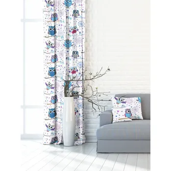 Zatemňovací závěsy Sova modrá - Blackout - látka v metráži P361038-102