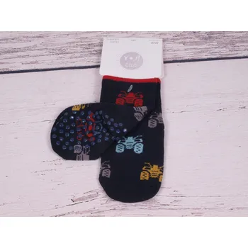 Ponožky YO ABS protiskluzové tm. modré se čtyřkolkami velikosti ponožek: 14-15 ( EUR vel. 20-22)