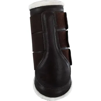 Ochrana nohy a ocasu ACAVALLO Kamaše zadní Eco-leather Eco-wool Acavallo, drezurní, s beránkem, pár, hnědé PONY