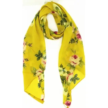 Šátek Bavlissimo Šátek 140 x 75 cm květy, tvar diamantu coulour and size: Žlutá