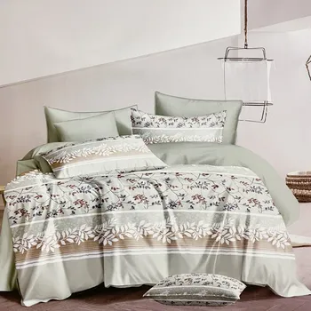 Povlečení Numberoplus Bavlněné povlečení oboustranné na dvě lůžka - Modrozelený listy