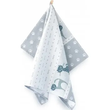 Utěrka Utěrka KOČKY stříbrná - 50 x 70 cm