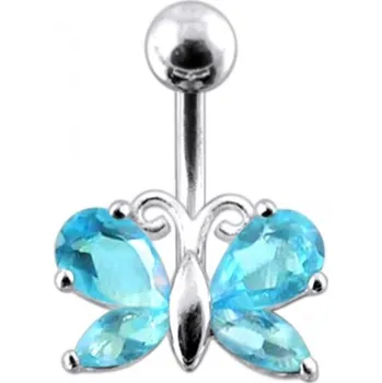 Piercing Šperky4U Stříbrný piercing do pupíku - motýlek - BP01207-Q