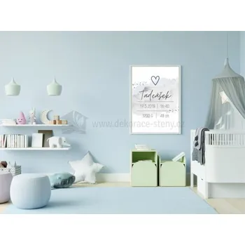Samolepící dekorace Plakáty - Narození dítěte akvarel (syn)