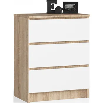 Komoda Komoda Kuba 60 cm - 3 šuplíky dub sonoma/bílá