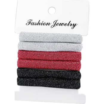 Sada gumiček do vlasů s lurexem - 6 ks stříbrné