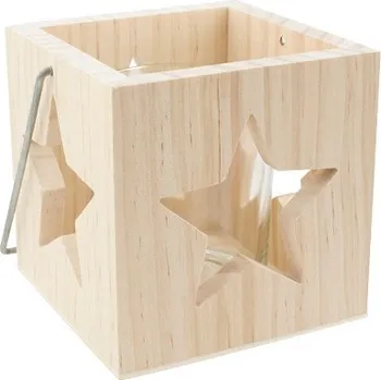 Vánoční dekorace Svícen dřevěný s hvězdou 10 cm