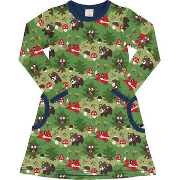 Dívčí šaty Dívčí šaty s dlouhým rukávem Lesní zvířátka a houby Maxomorra Velikost: 92/98