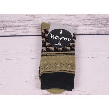 Dámské ponožky SOXX Termo ponožky DE 37756 teplé s vlnou černozelené s trojúhelníčky velikosti ponožek: 23-25 (EUR vel. 35-38)