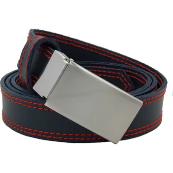Opasek opaskujse Kožený opasek premium, kůže černá, prošití červené, plná spona, leštěná hranatá, kovová Délka opasku: 60 cm