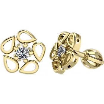 Náušnice Couple, Náušnice Mani, žluté zlato se zirkony, 6630668-0-0-1