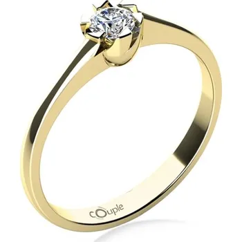 Prsten Couple, Zajímavý zásnubní prsten Jess, žluté zlato a zirkon, vel.: 55, ø17,5 mm, 6814037-0-55-1