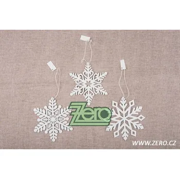 Vločka závěsná pr. 20 cm (3 ks) - bílá s perletí