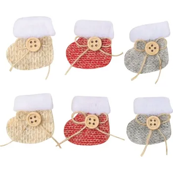 Vánoční dekorace Botičky na kolíčku 5 cm, 6 kusů v sáčku