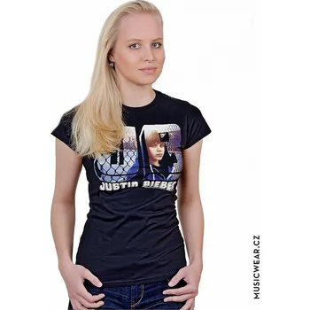 Justin Bieber tričko, Photo Black Skinny, dámské L