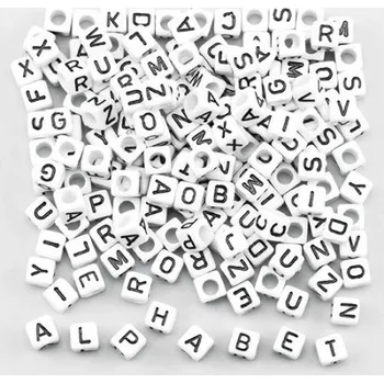 Dětské navlékací korálky Černobílé korálky s abecedou (tuba 750 ks) -