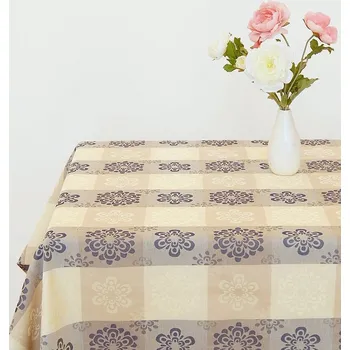 ubrus HEDVA ČESKÝ BROKÁT Ubrus Obreaska KVĚTY modrá/hnědá Rozměr ubrusu: standard 120x140