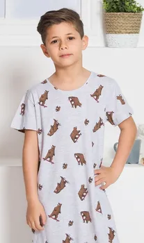 Chlapecké pyžamo Vienetta Secret noční košile medvědi šedá 7-8 let