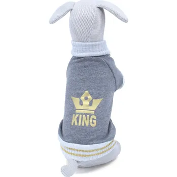 Obleček pro psa Vsepropejska Boss mikina pro psa s úplety Barva: Šedo-zlatá, Délka zad (cm): 17, Obvod hrudníku: 26 - 32 cm