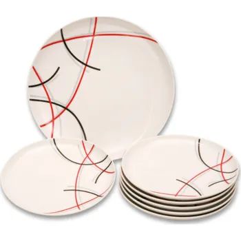 Talíř Thun 1794 Tom, koláčová souprava, čáry, Thun, 7 d.