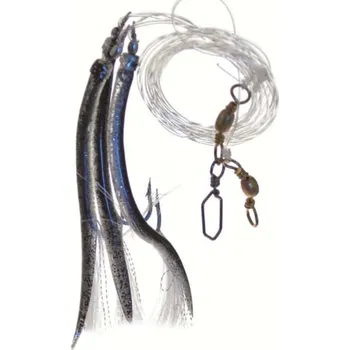 Umělá nástraha ICE fish - Trubička návazec mix černo/stříbrný vel : 4/0 3ks