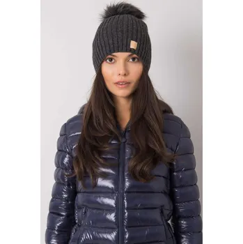 Čepice Dámská čepice s kožešinkovou bambulí model 2430 grafitová