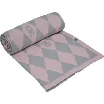 Dětská deka EKO PLE-61 Deka z pleteniny design"kosočtverce" PINK/GREY