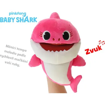 plyšák Mikro Trading Baby Shark plyšový maňásek růžový na baterie se zvukem