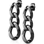 Černé visací řetězové ocelové náušnice