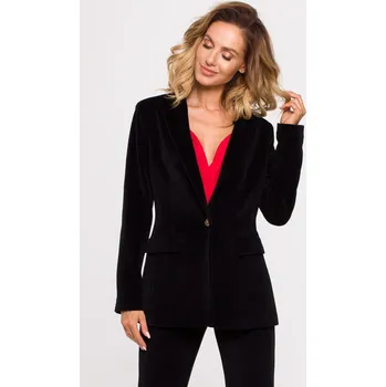 Dámské sako Společenské sametové sako MOE M643 černé EU velikost: S