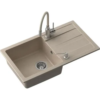 Granitový dřez STEINER PRIUS 130 + FLEXI BATERIE + DÁVKOVAČ/BÉŽOVÁ