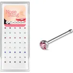 Šperky4U Sada 40ti piercingů do nosu, 2mm zirkon, tl. 0,8 mm - N0000-26