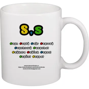 Hrnek malý bílý s potiskem Vyjmenovaná slova po S